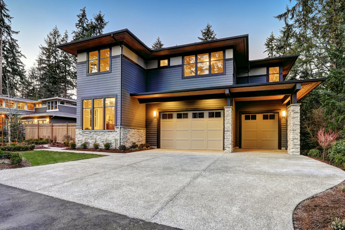 house with blue siding and charcoal trim