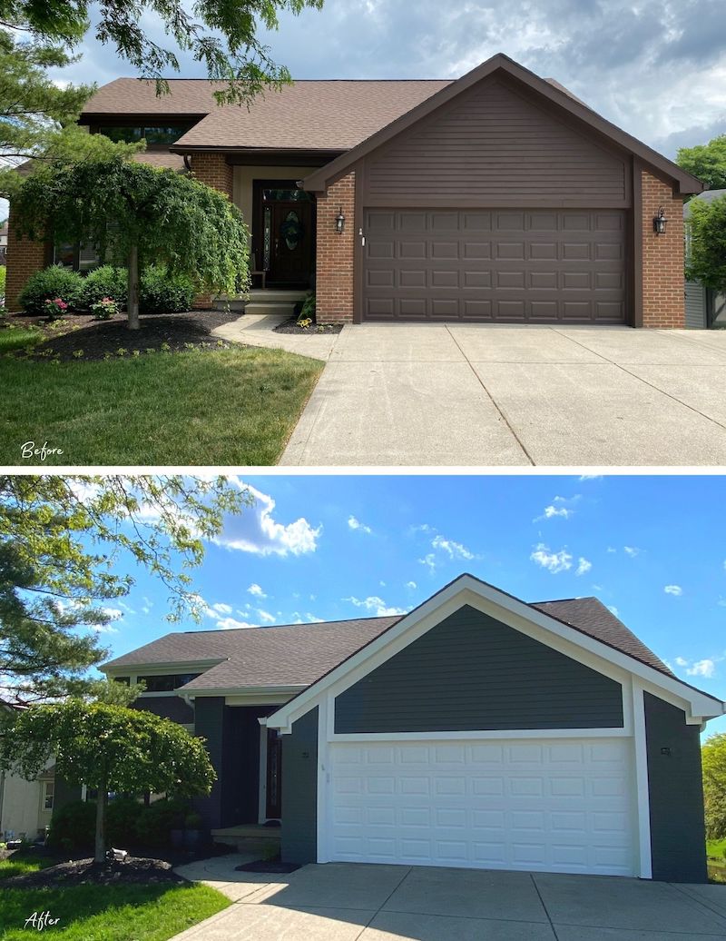 before and after picture of a garage