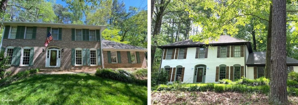 before and after painting the two-storey house