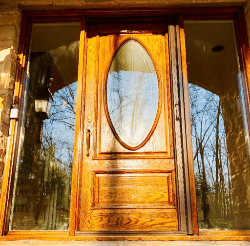 exterior natural oak wood door refinishing after picture