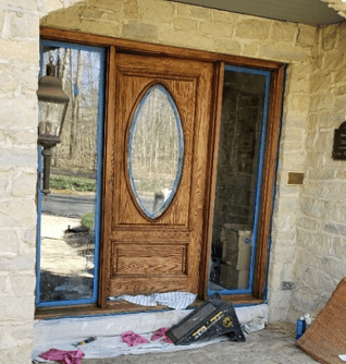 exterior natural oak wood door refinishing