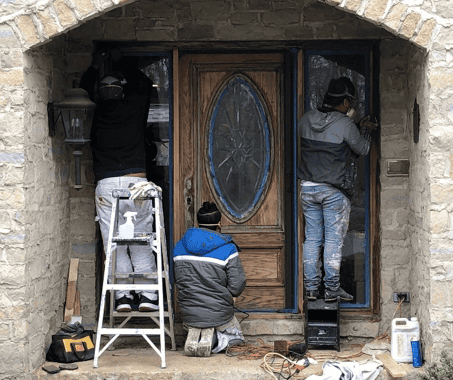 natural oak exterior door refinishing