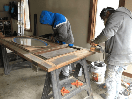 natural oak wooden exterior door refinishing