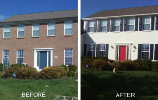 Before and after picture of exterior painting project